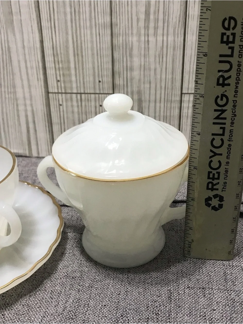Vintage Anchor Hocking- Fire King Cup & Sauce and Sugar bowl set